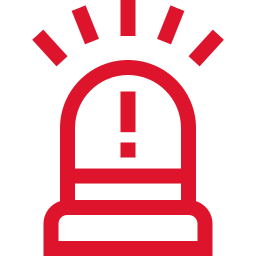 Icône de sirène d'alerte rouge avec point d'exclamation.