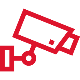 Icône de caméra de sécurité rouge.