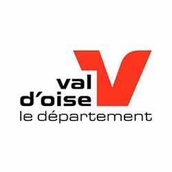 Logo du département du Val d'Oise en France, comportant un grand « V » orange et un texte noir.