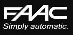 Logo FAAC en blanc sur fond noir. « Simplement automatique » en dessous.