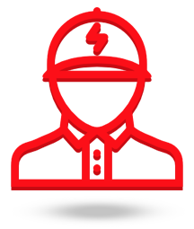 Icône d'un électricien portant une casquette avec un éclair.