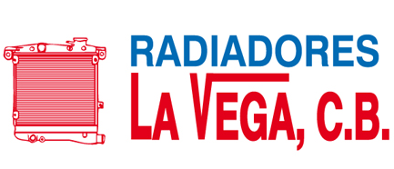 Un logotipo rojo y azul para Radiadores La Vega CB