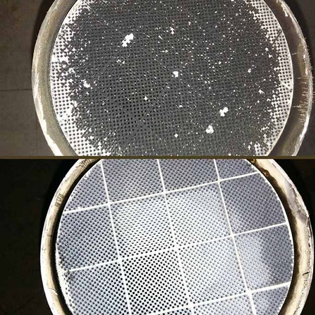 Una imagen de antes y después de un filtro sucio y limpio.