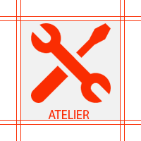 Pictogramme d'un tournevis et d'une clef de réparation formant une croix..