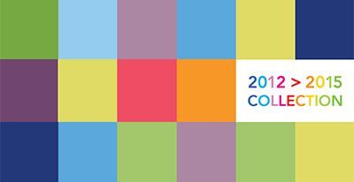 Couverture de la brochure composée de carrés colorés pour la collection de stores Disckson.