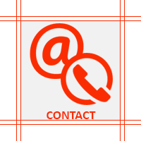 Pictogrammes d'une arobase et d'un combiné téléphonique.