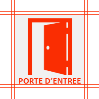 Pictogramme d'une porte d'entrée ouverte.