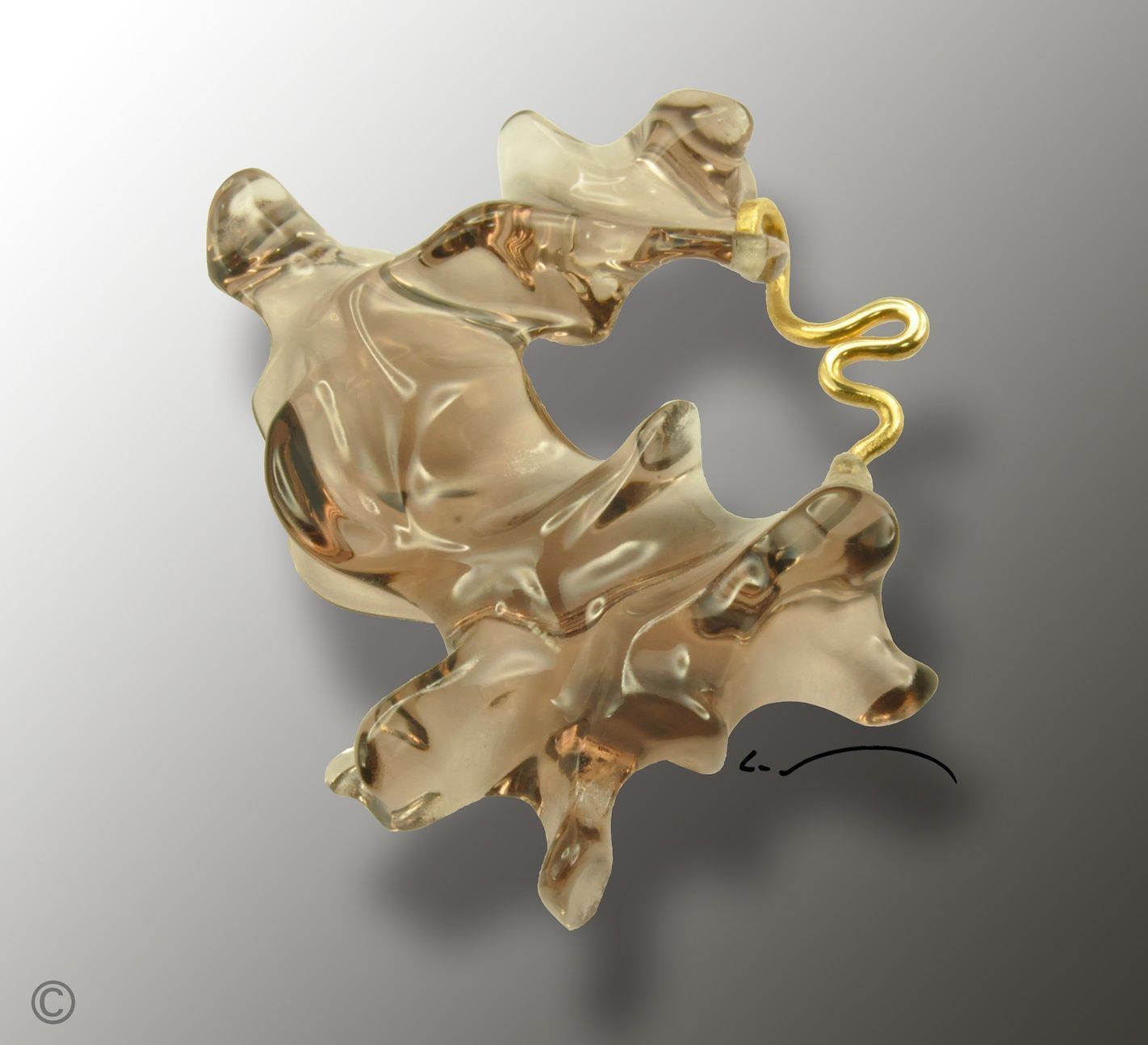 Pendentif en verre acrylique et or jaune