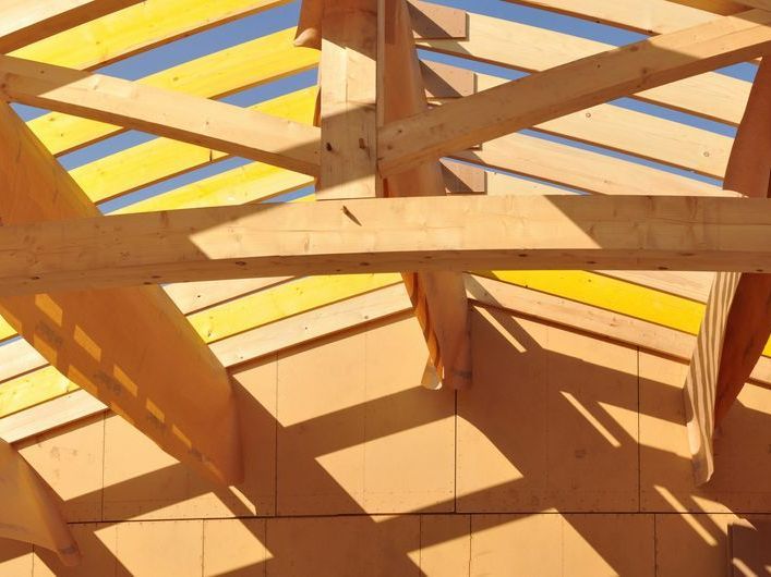 Éléments composant une charpente vue par-dessous