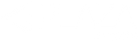 Un logotipo azul y blanco para Plaza Abogados.