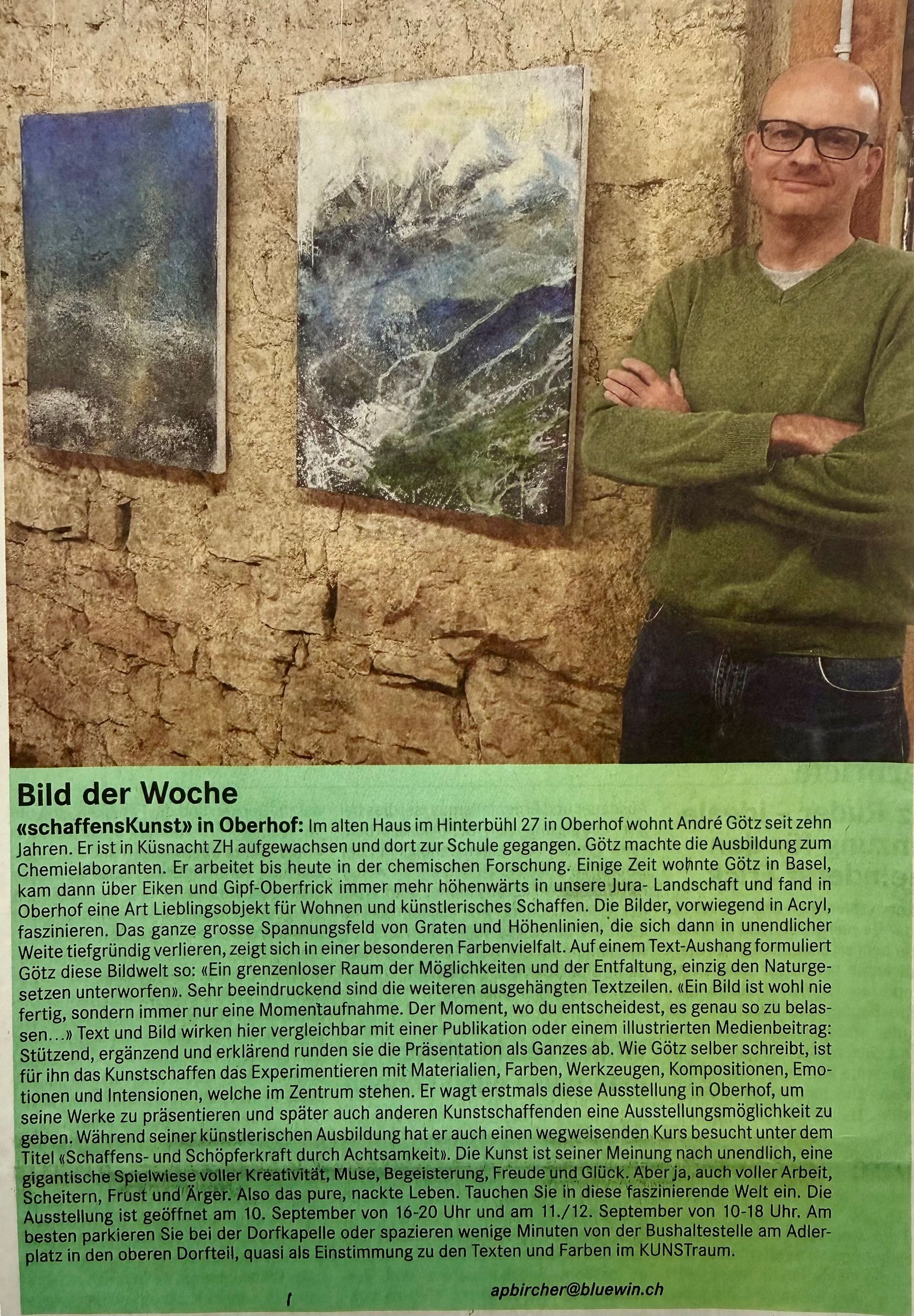 Kunstraum Oberhof; Bericht in Fricktal.Info, September 2021