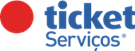 Um logotipo azul e vermelho para serviços de ingressos