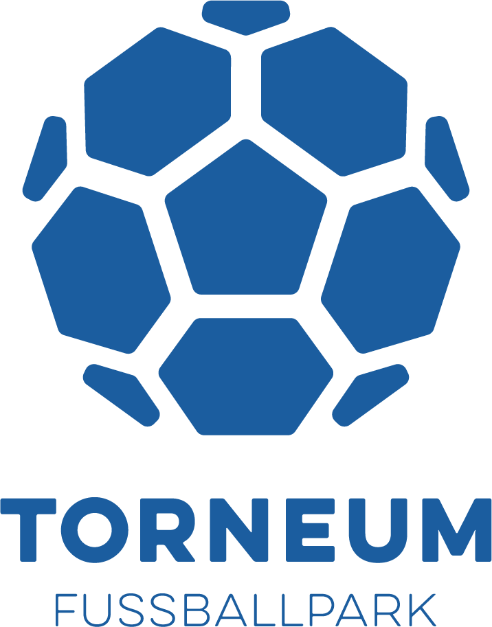 Eine blaue Fußballgrafik über dem Text „TORNEUM FUSSBALLPARK“ auf weißem Hintergrund.