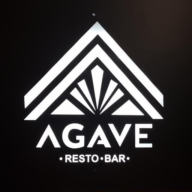 Un logotipo en blanco y negro para el restaurante Agave.