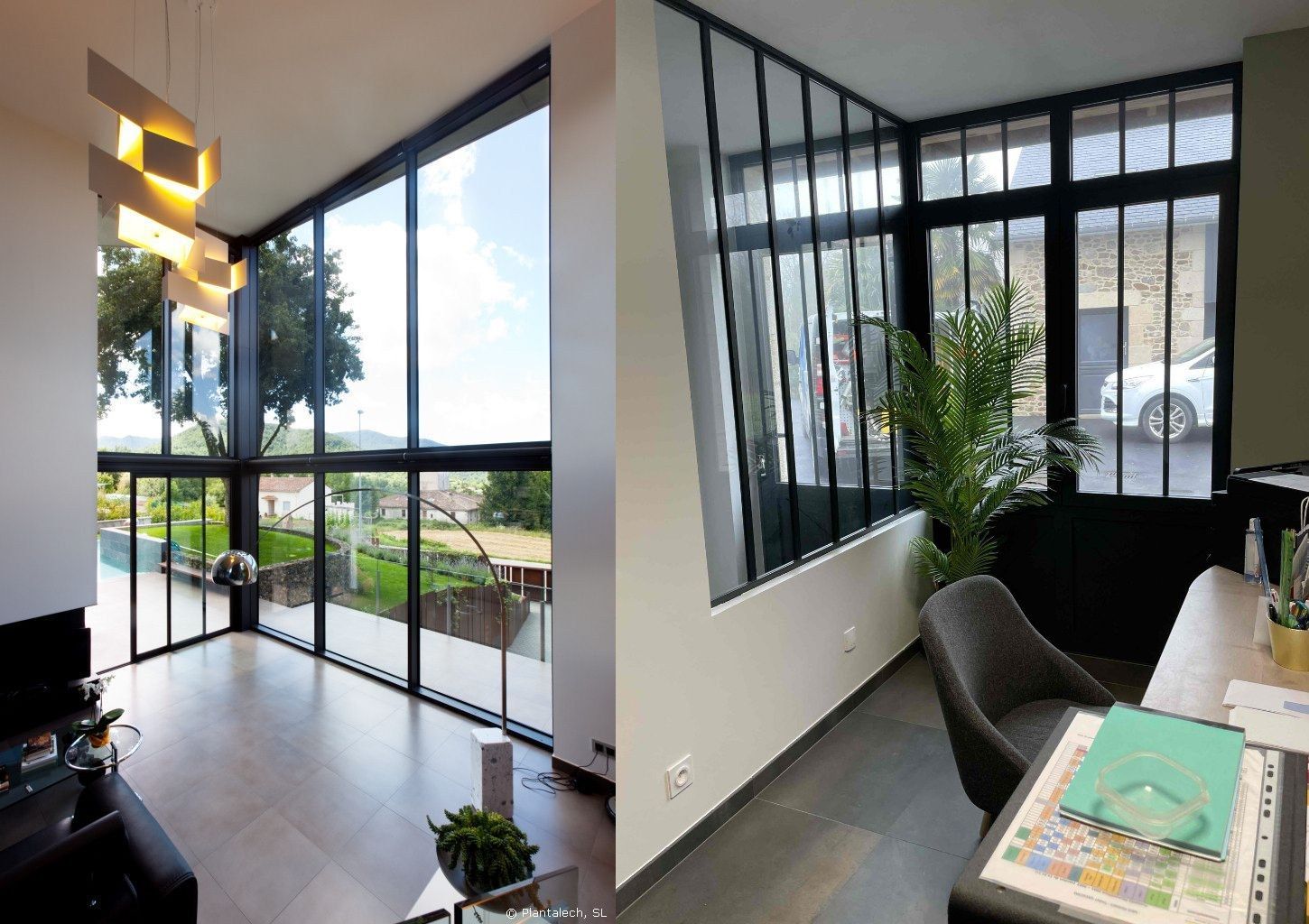 Verrières et grandes fenêtres de style industriel