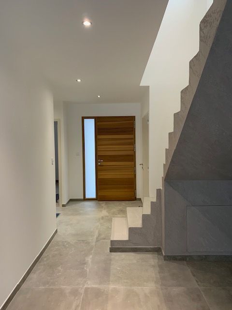 Porte d'entrée moderne en bois et verre