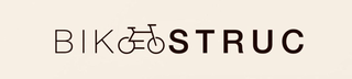 Logotipo de BIK&Oslash;STRUC con una bicicleta integrada en el nombre de la marca sobre un fondo claro.