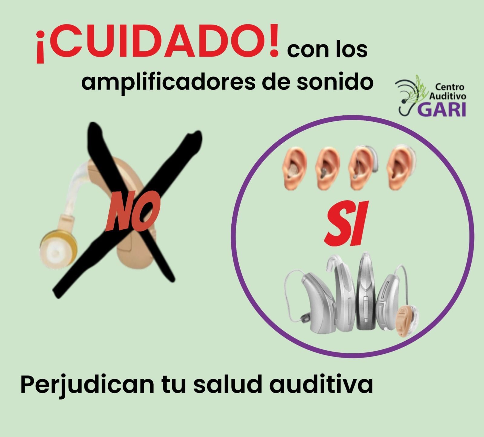 A poster in spanish that says cuidado con los amplificadores de sonido