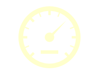 Une icône de compteur de vitesse jaune clair avec une aiguille pointant vers la droite, centrée sur un fond blanc.