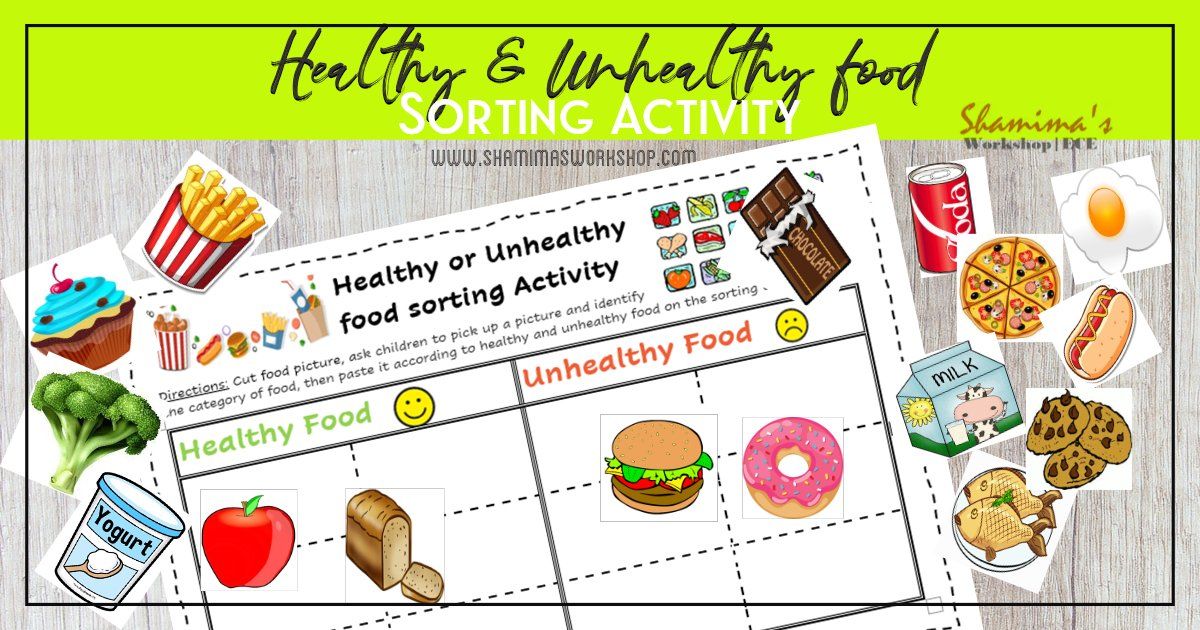 Healthy and unhealthy food sorting activity