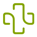 Symbole de croix stylisée verte.