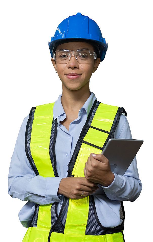 Femme ingénieur avec ses EPI