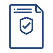 Document comportant une icône de bouclier et une coche, indiquant la sécurité ou l'accord.