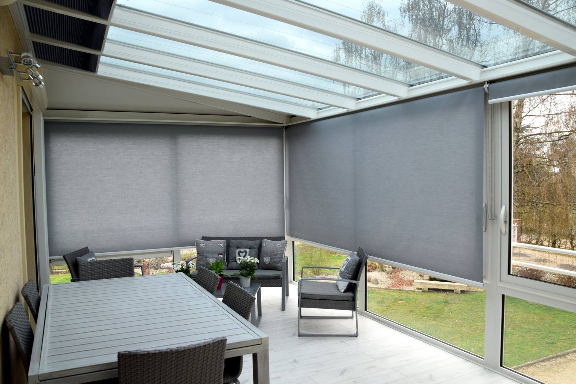 Store textile en toile pour véranda