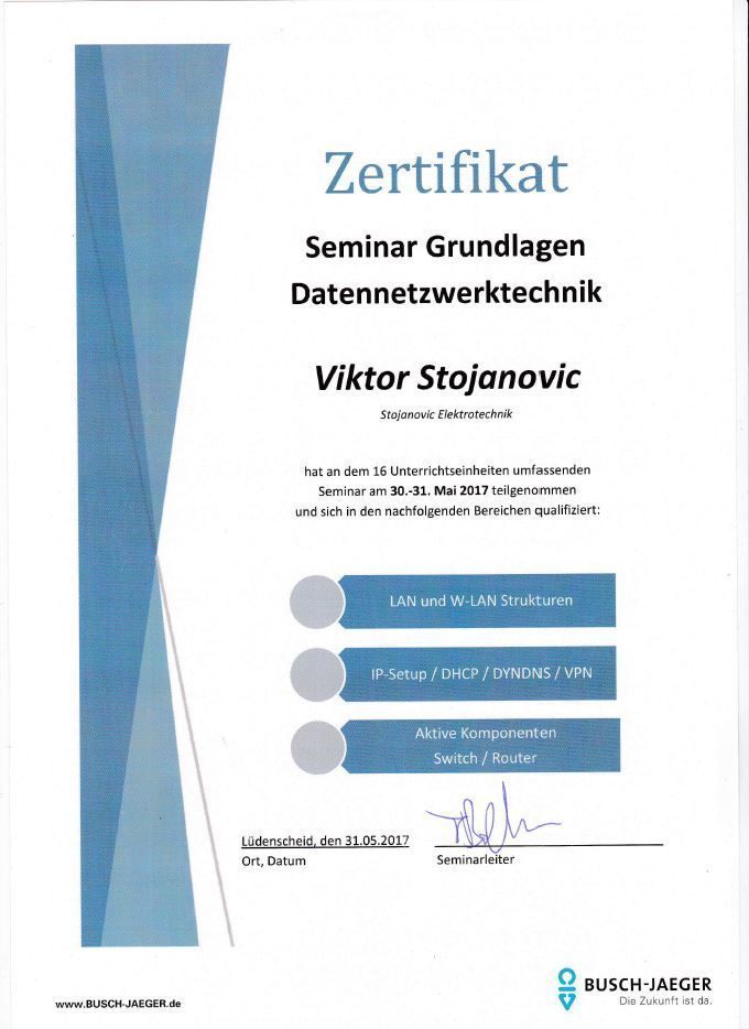 Zertifikate von Viktor Stojanovic