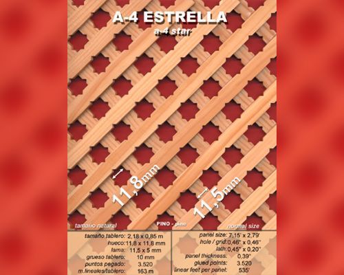 Una imagen de una celosía de madera que dice a-4 estrella