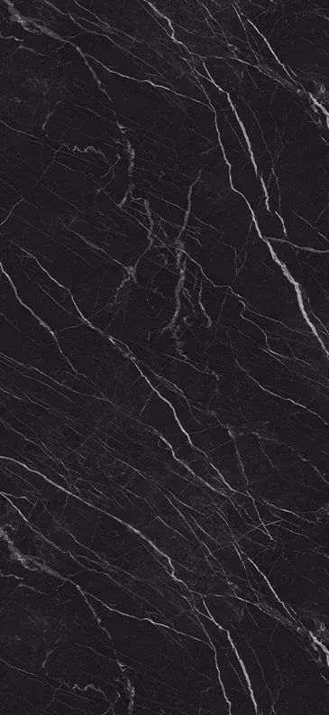 Un primer plano de una baldosa de mármol negro con vetas blancas.