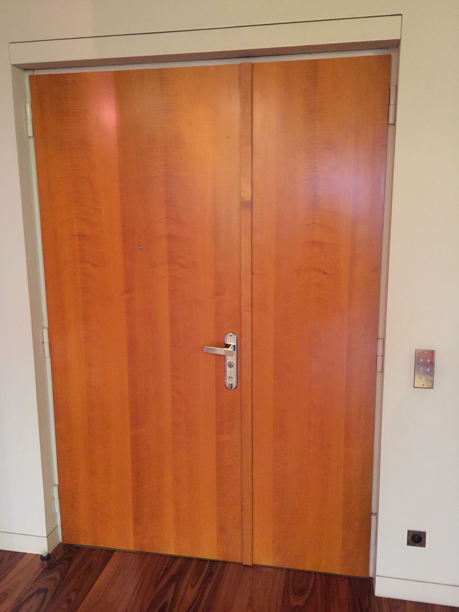 Double porte en bois orangé