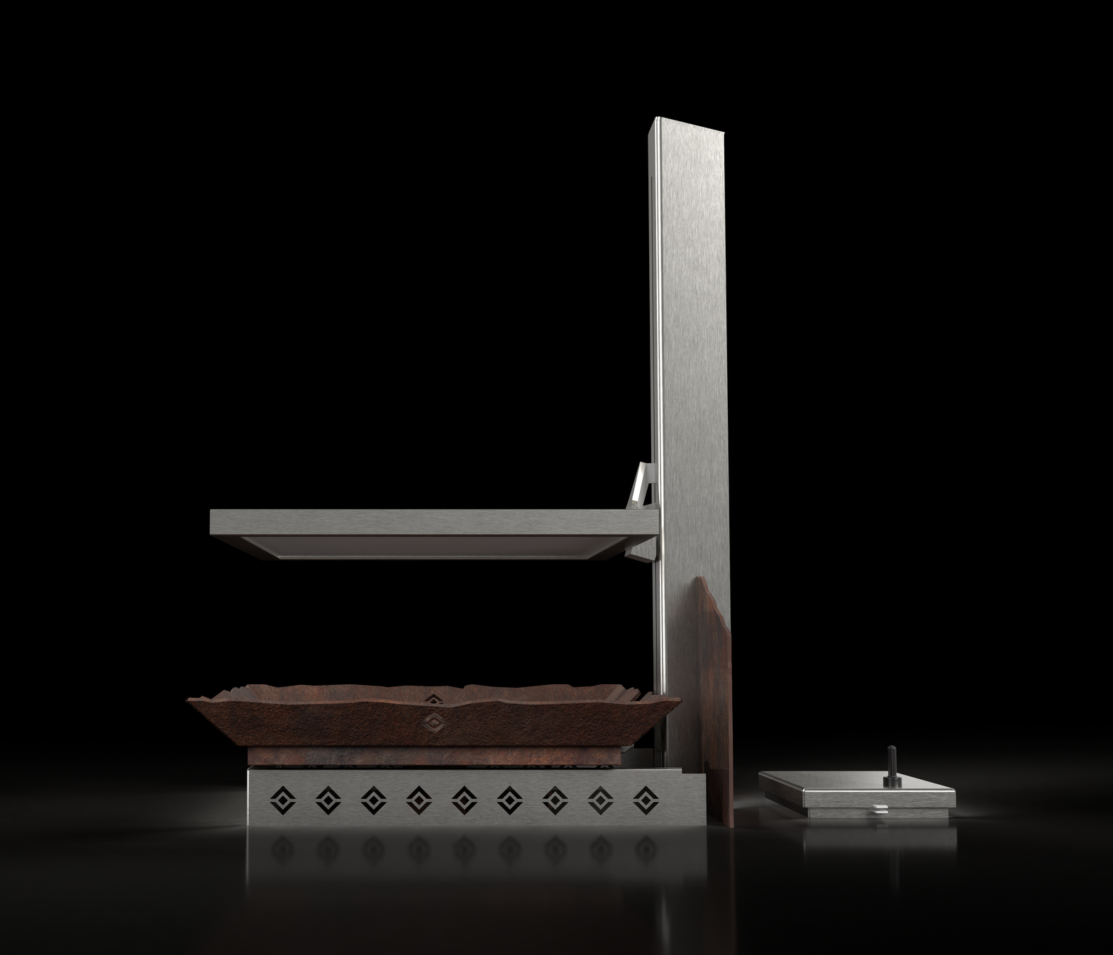 Automatisierte Grillstation von Moving Steel mit Höhenregulierung im Boden versenkt