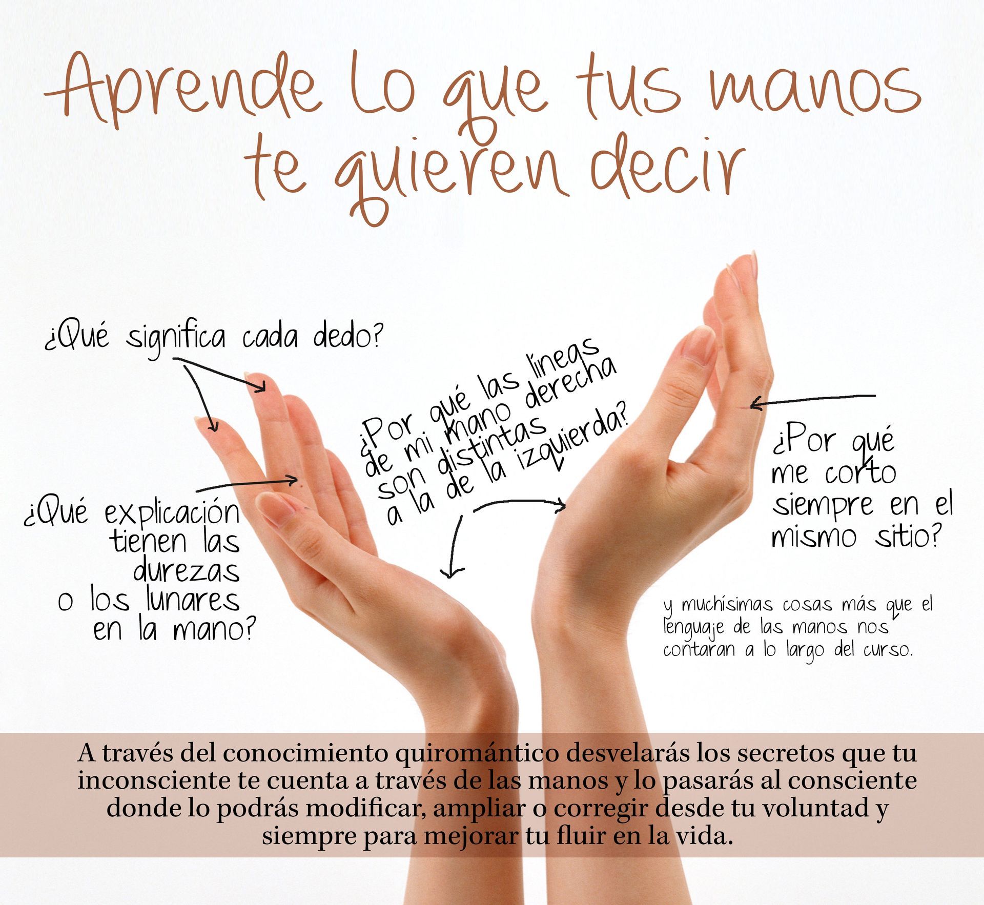 A poster that says aprende lo que tus manos te quieren decir