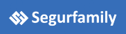 El logotipo de segurfamily está sobre un fondo azul.