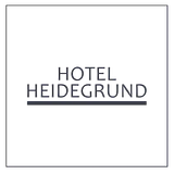 Logo für das Hotel Heidegrund mit dem Hotelnamen in schwarzer Schrift, zentriert in einem quadratischen Rahmen.