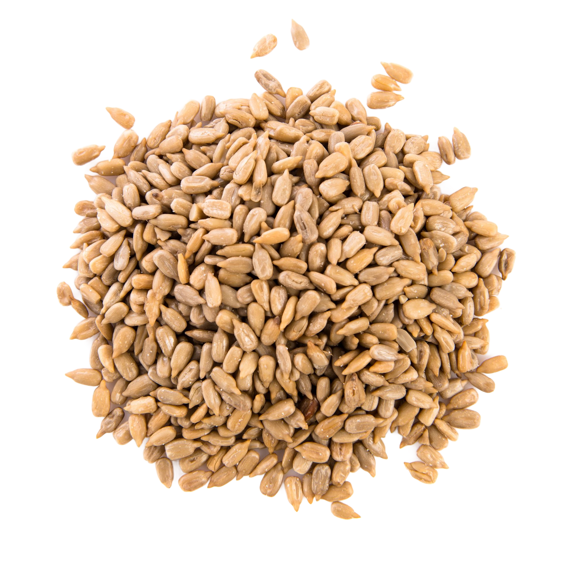 Tas de grains de blé beiges sur fond blanc