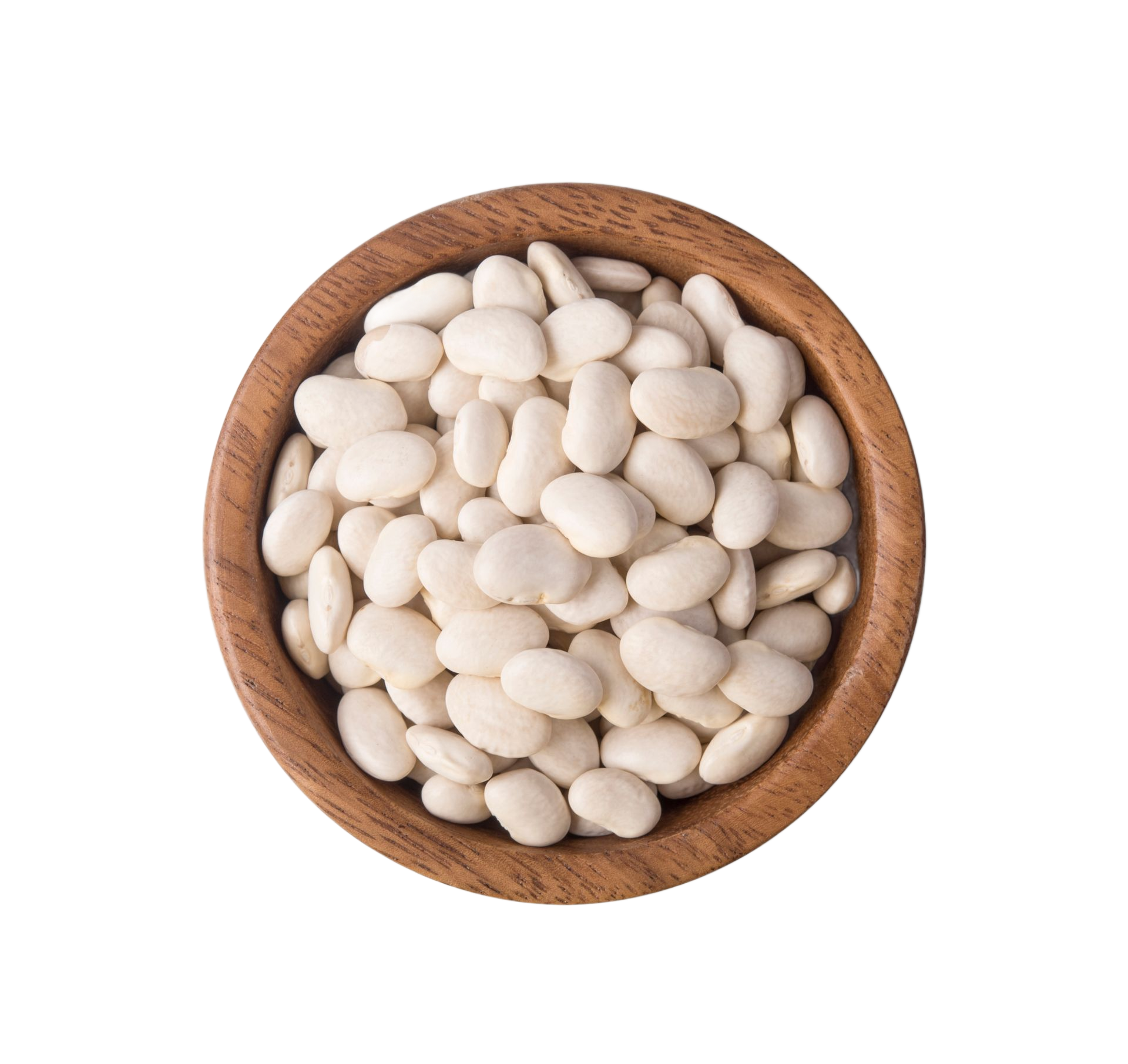 Bol de haricots blancs sur fond blanc