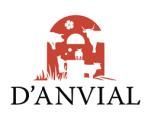 Logo rouge avec une maison stylisée et des oiseaux au-dessus du mot « D'ANVIAL »