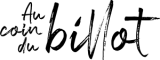 Logo manuscrit noir avec la mention « au coin du pivot » sur fond blanc