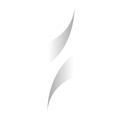 Un logotipo minimalista en tono dorado con forma de cruz estilizada formada por dos cintas curvas entrelazadas.