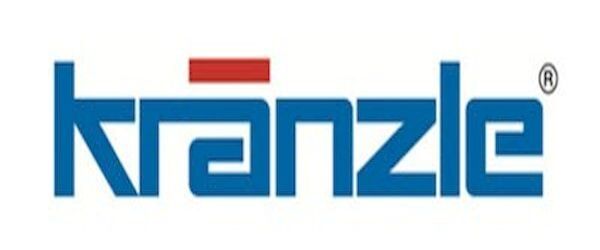 Logotipo da Kranzle em texto azul com uma barra vermelha acima do 