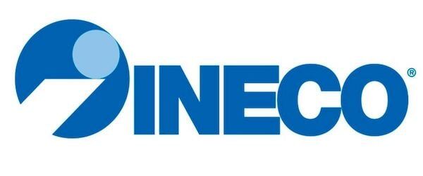 Logotipo da INECO com um círculo estilizado azul e o texto 