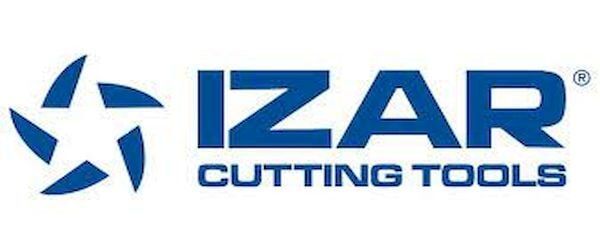 Logotipo da IZAR Cutting Tools, apresentando um desenho de estrela azul e texto azul sobre um fundo branco.