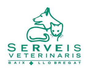 Un logotipo para Servis Veterinaris muestra un perro y un gato.
