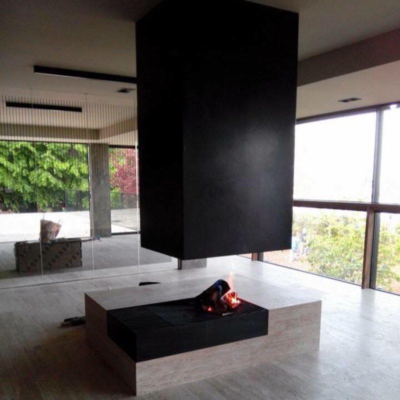 poêle à bois central