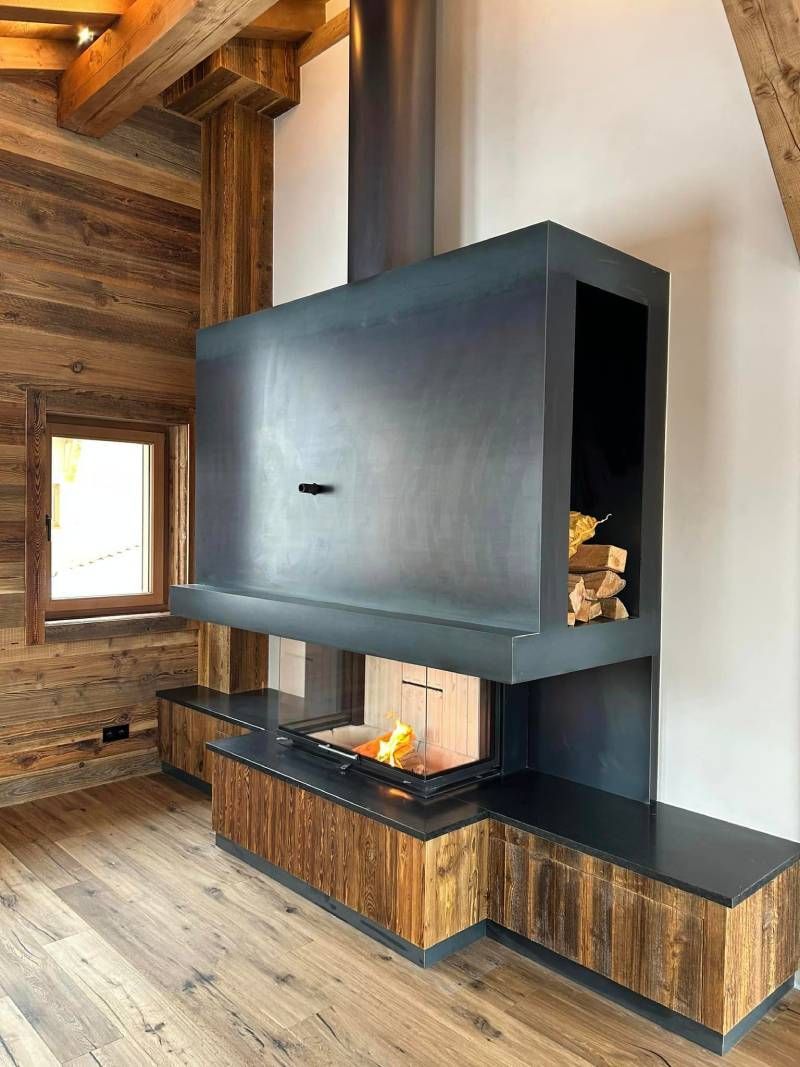 poêle à bois ultra moderne noir