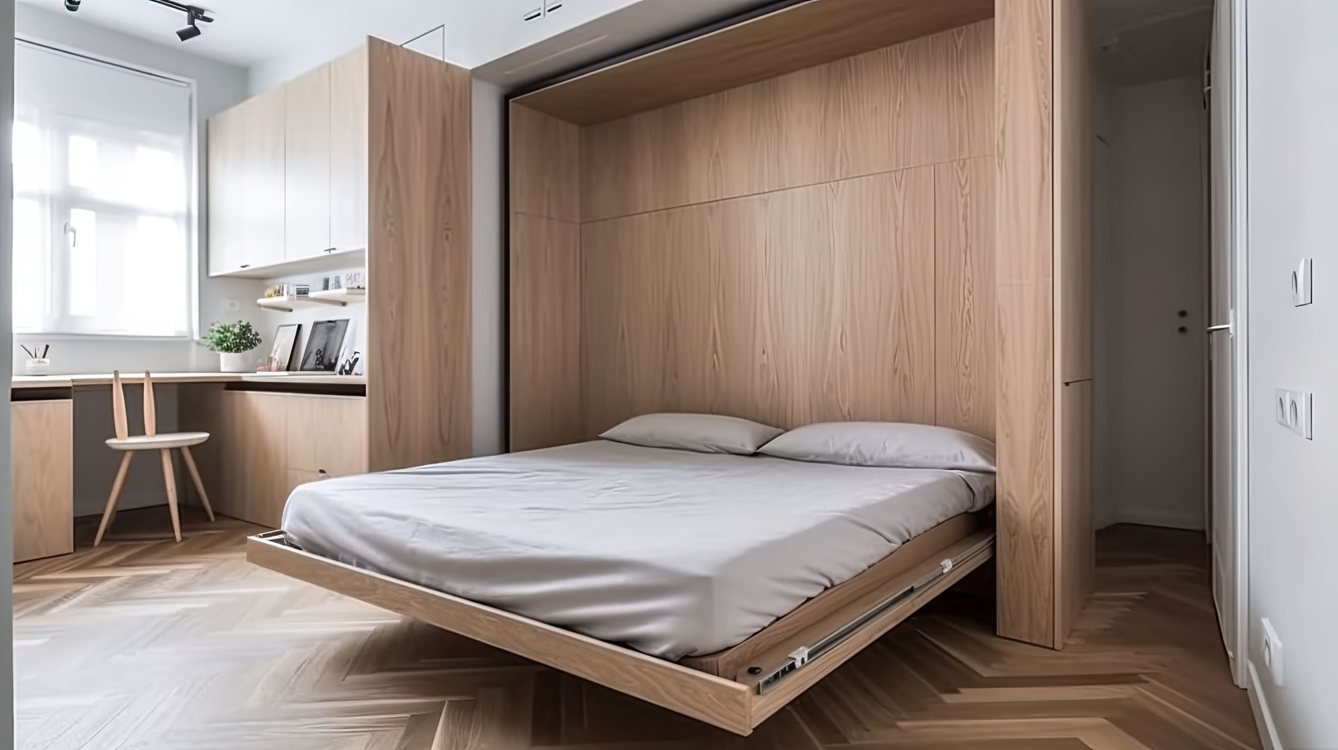 Un lit escamotable dans un bureau