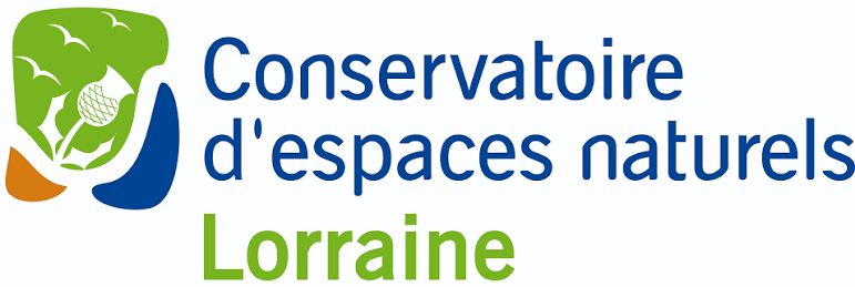 Logo du Conservatoire d’espaces naturels de Lorraine avec une feuille verte et un texte bleu-vert