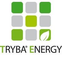 Logo TRYBA ENERGY avec des carrés arrondis verts et gris et une icône de feuille